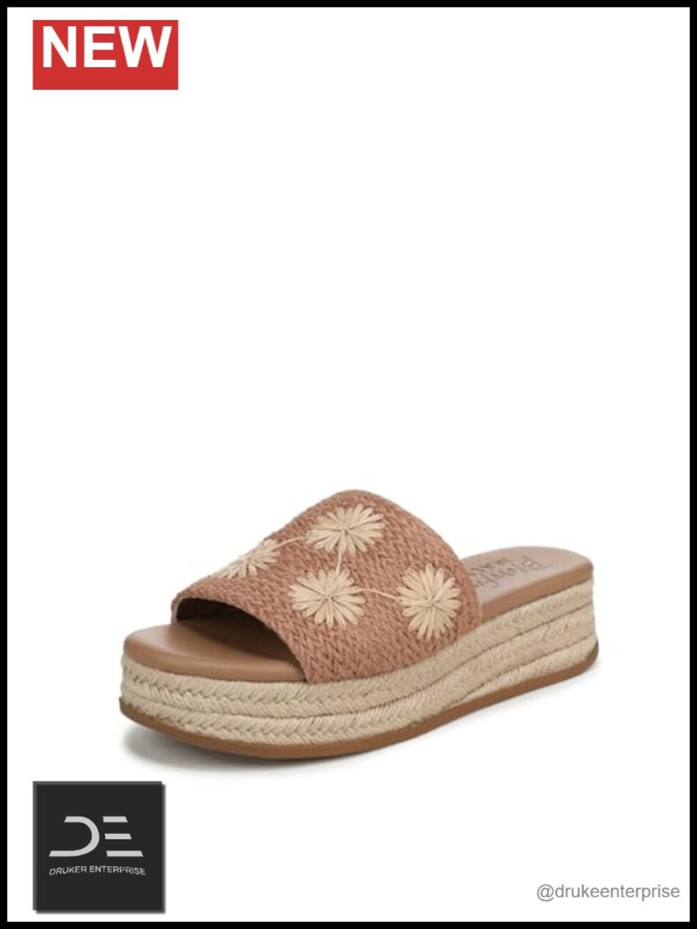 Espadrille Wedge Sandals Women Platform Slip-On Floral Raffia